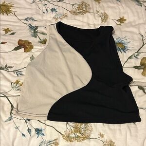 SHEIN Black and Cream Crop Top